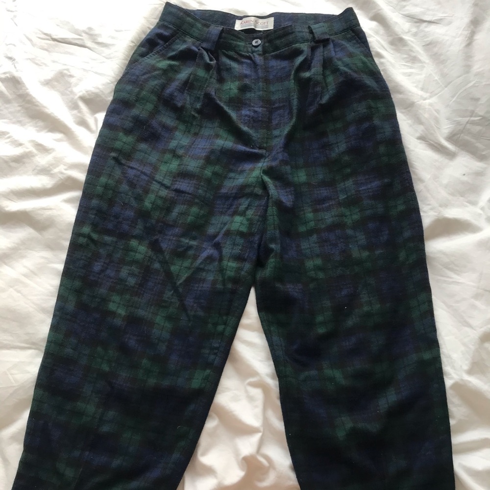 Vintage Plaid Cropped Pants